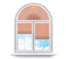 Плиссе арочные (шторы, жалюзи) краш перл персиковый цена. Купить в «Мастерская Жалюзи»