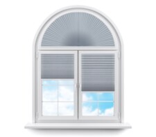 Плиссе арочные (шторы, жалюзи) краш перл серый цена. Купить в «Мастерская Жалюзи»